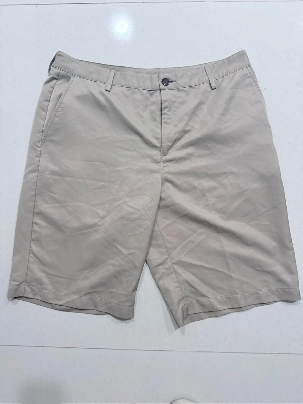 adidas Men's Light Khaki Flat Front Shorts